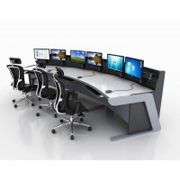 操作台监控台监控室控制台指挥中心调度中心工作台监控桌监控平台弧形现代