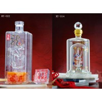 上海工艺玻璃酒瓶生产公司~河间宏艺玻璃制品厂家订制内置酒瓶